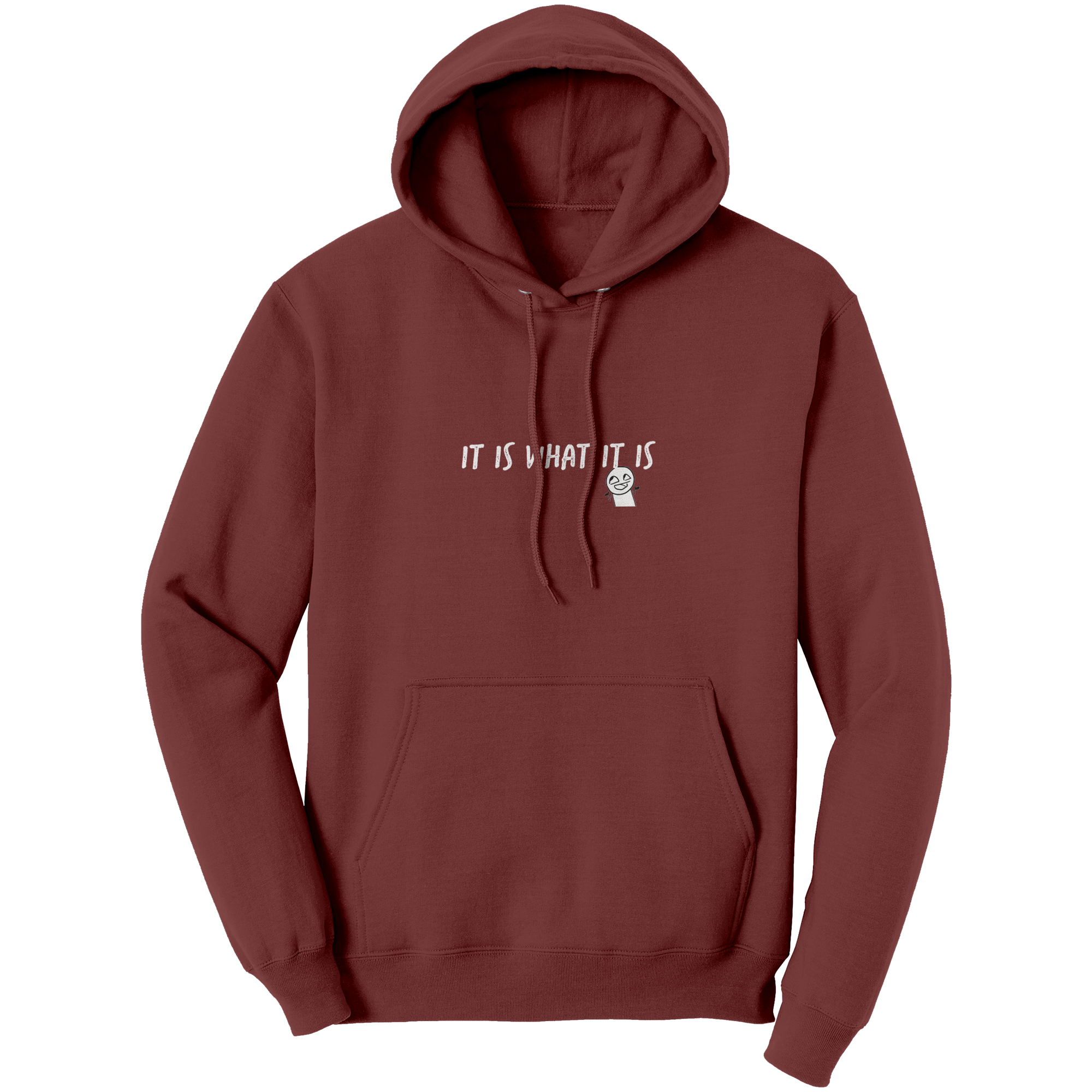 It_is_what_it_is_Adult_Hoodie_Maroon_Front_Mockup.png