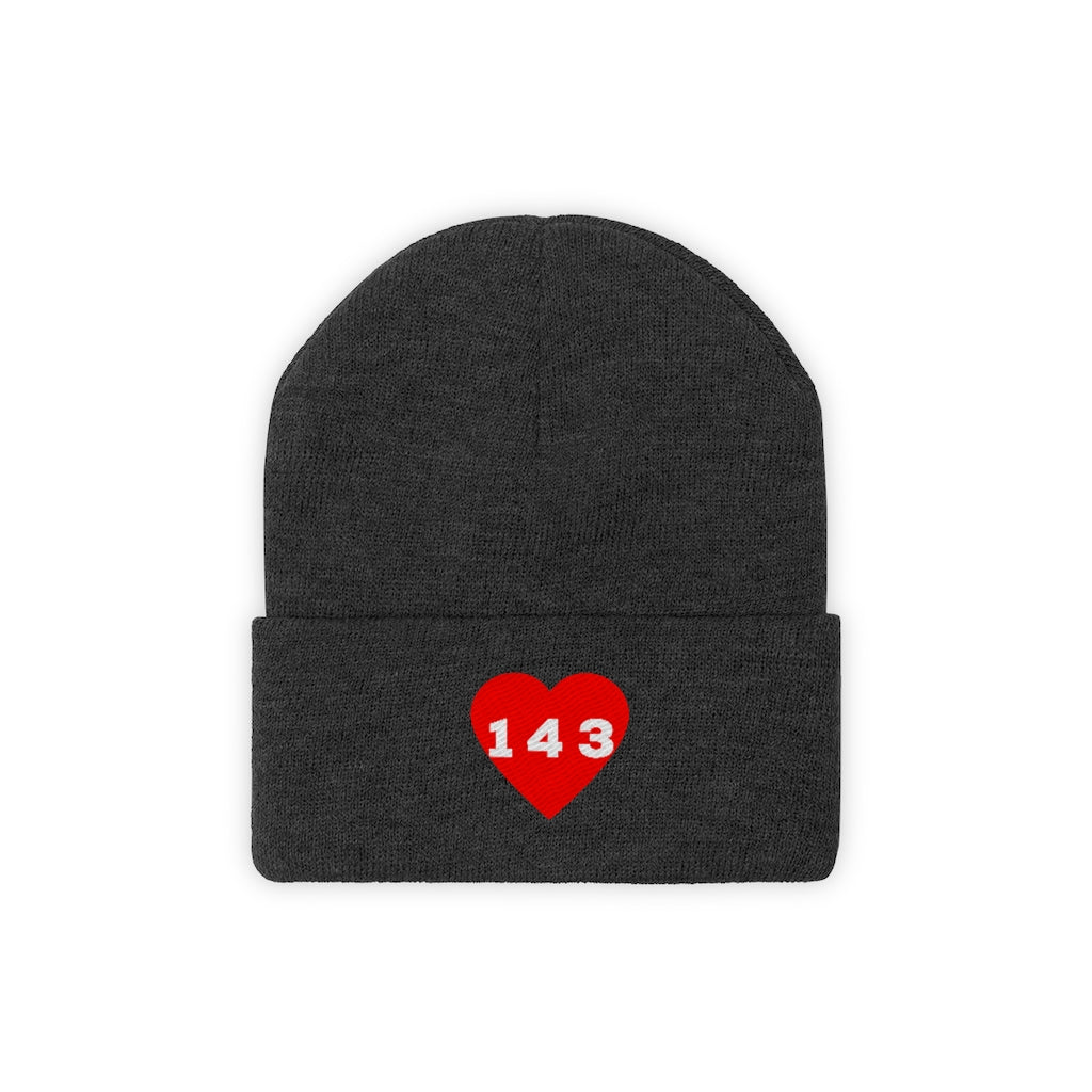 "143" Adult Knit Beanie -Red