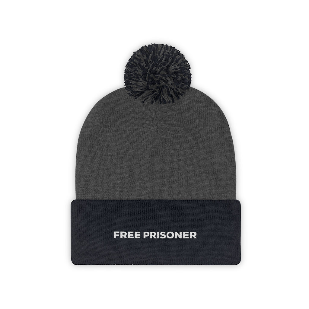 "Free Prisoner" Adult Pom Pom Beanie