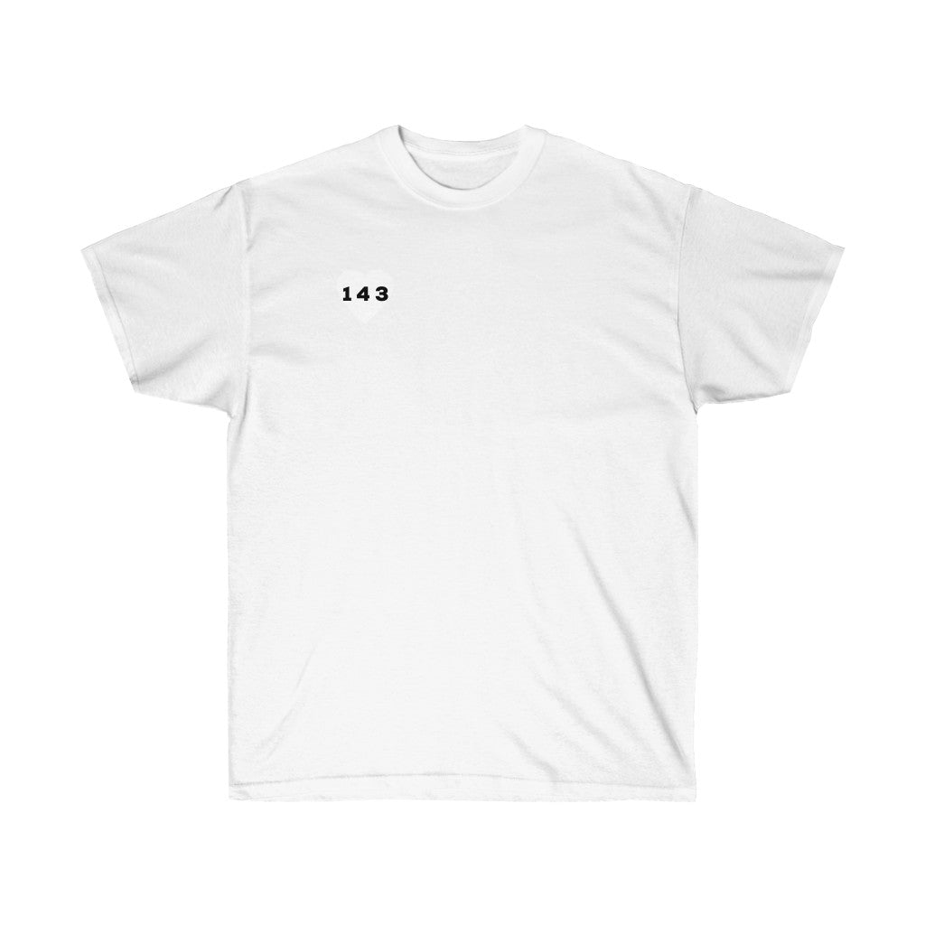 White "143" Adult T-shirt