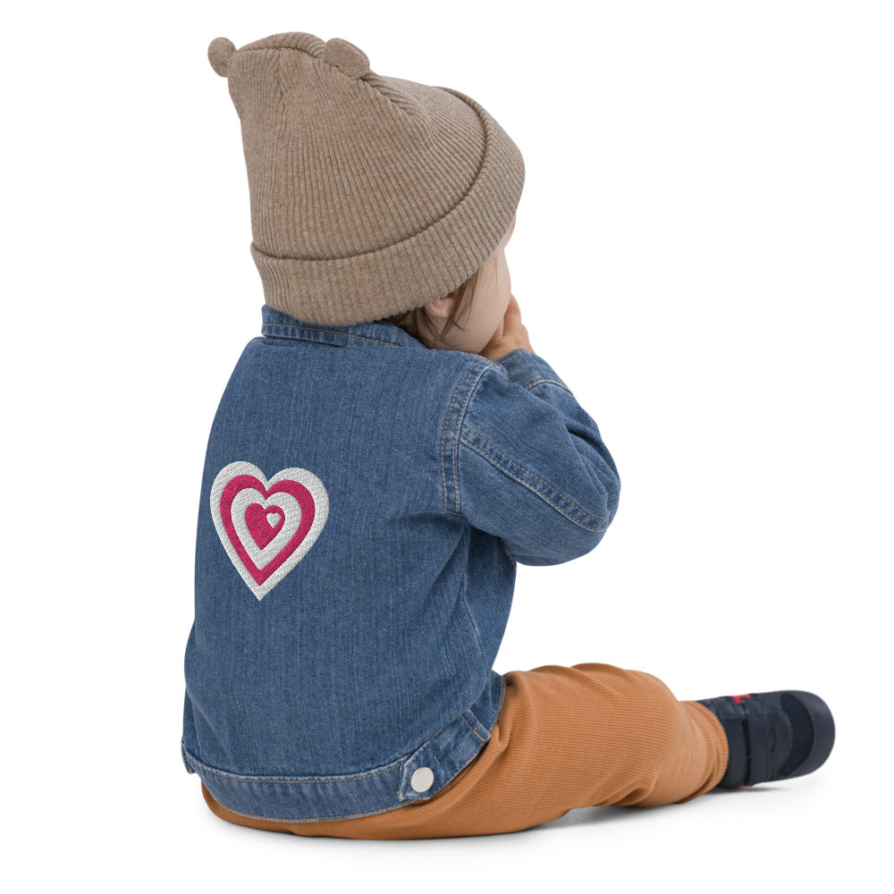 Super Love Heart -Embroidered Denim Baby Jacket