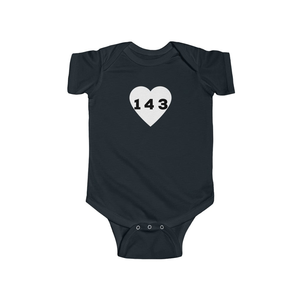 "143" Baby Onesie -White